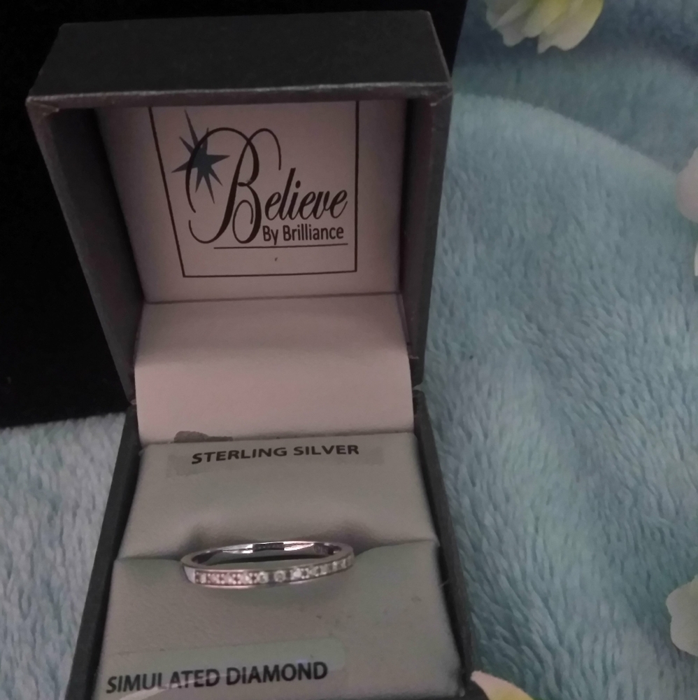 Silver Wedding Engagement Ring Set - image 4